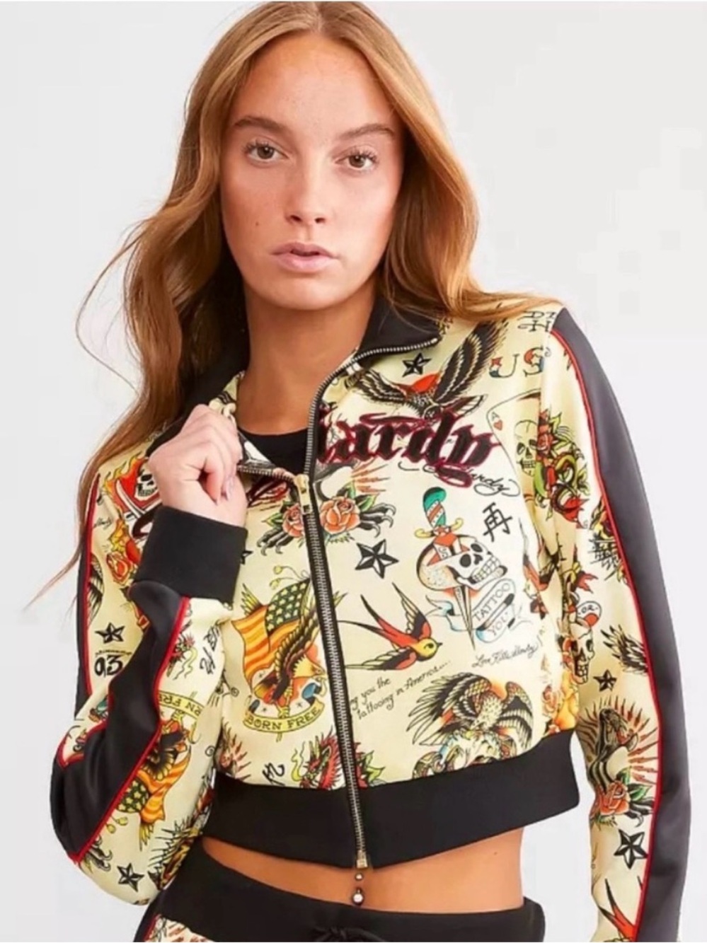 NWT✨ Ed Hardy Shrunken Flashboard Track Jacket in Multicolor Size S